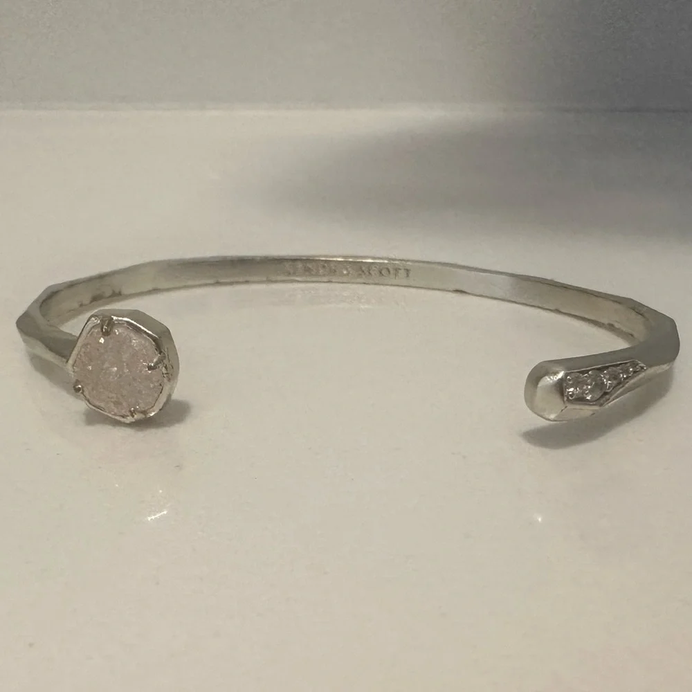 Kendra Scott Blake Bracelet Iridescent Drusy and Silver Pinch Cuff